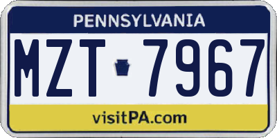 PA license plate MZT7967