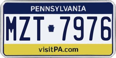PA license plate MZT7976