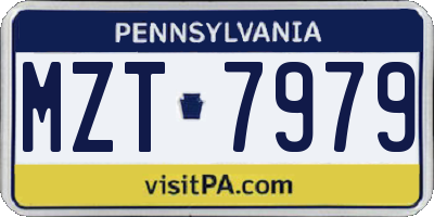 PA license plate MZT7979