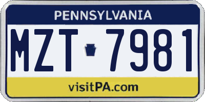 PA license plate MZT7981