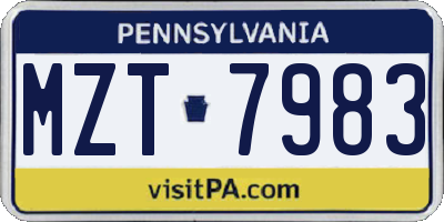 PA license plate MZT7983