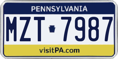 PA license plate MZT7987