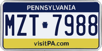PA license plate MZT7988