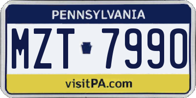 PA license plate MZT7990