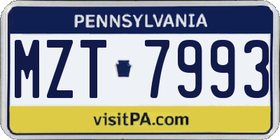 PA license plate MZT7993