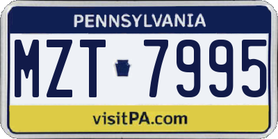 PA license plate MZT7995