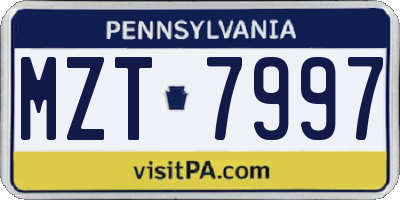 PA license plate MZT7997