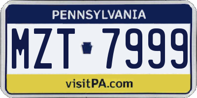 PA license plate MZT7999