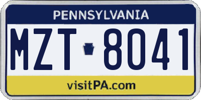 PA license plate MZT8041