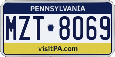 PA license plate MZT8069