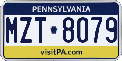 PA license plate MZT8079