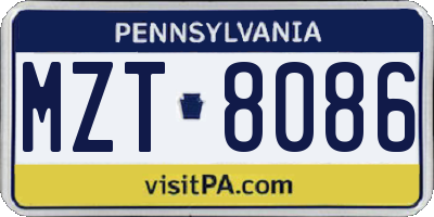 PA license plate MZT8086