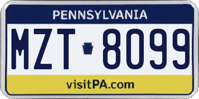 PA license plate MZT8099