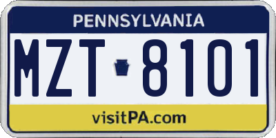 PA license plate MZT8101