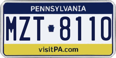 PA license plate MZT8110