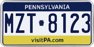 PA license plate MZT8123