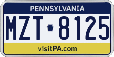 PA license plate MZT8125