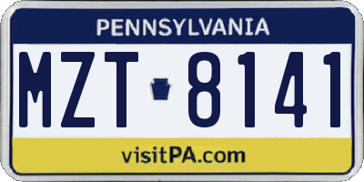 PA license plate MZT8141