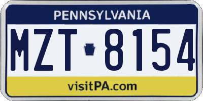PA license plate MZT8154