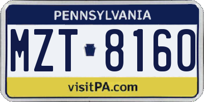 PA license plate MZT8160