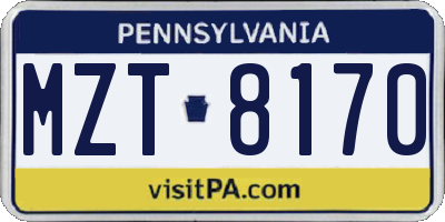 PA license plate MZT8170