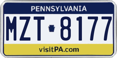 PA license plate MZT8177