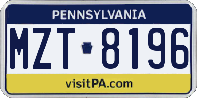 PA license plate MZT8196