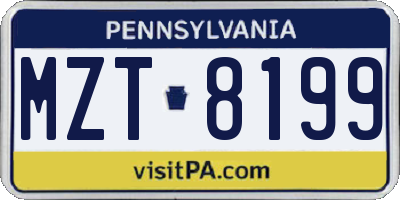 PA license plate MZT8199