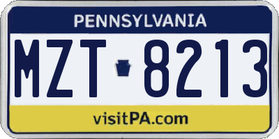 PA license plate MZT8213