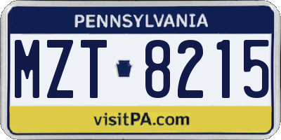 PA license plate MZT8215