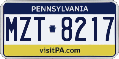 PA license plate MZT8217