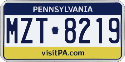 PA license plate MZT8219