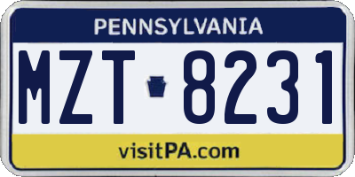 PA license plate MZT8231