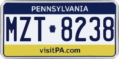 PA license plate MZT8238