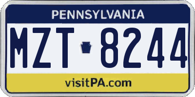 PA license plate MZT8244