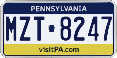 PA license plate MZT8247