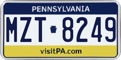 PA license plate MZT8249
