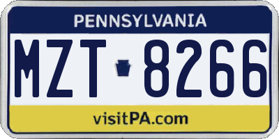 PA license plate MZT8266