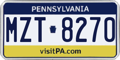 PA license plate MZT8270