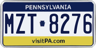 PA license plate MZT8276
