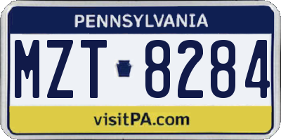 PA license plate MZT8284