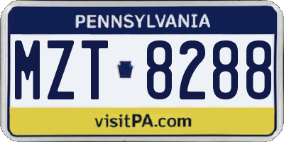 PA license plate MZT8288