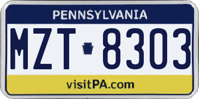 PA license plate MZT8303