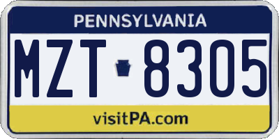 PA license plate MZT8305