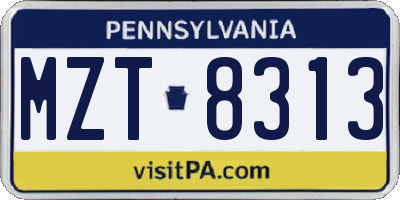 PA license plate MZT8313