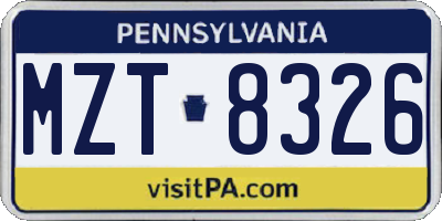PA license plate MZT8326