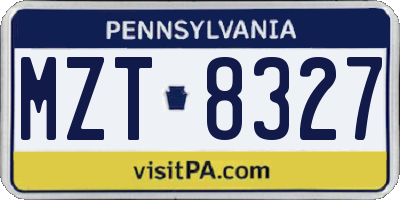PA license plate MZT8327