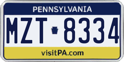 PA license plate MZT8334