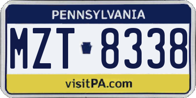 PA license plate MZT8338