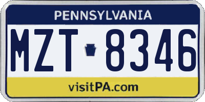 PA license plate MZT8346